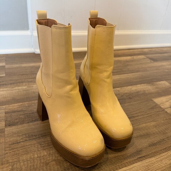 Circus NY by Sam Edelman Stace Vanilla Bean Glossy Boots Women's Size 8 - Picture 5 of 9